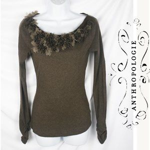 Anthropologie Ruffles Stretchy Blouse By C. Keer